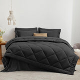 Love's cabin Twin Comforter Set Black, 5 Pieces Twin Bed in a Bag, All Season Bedding Sets with 1 Comforter