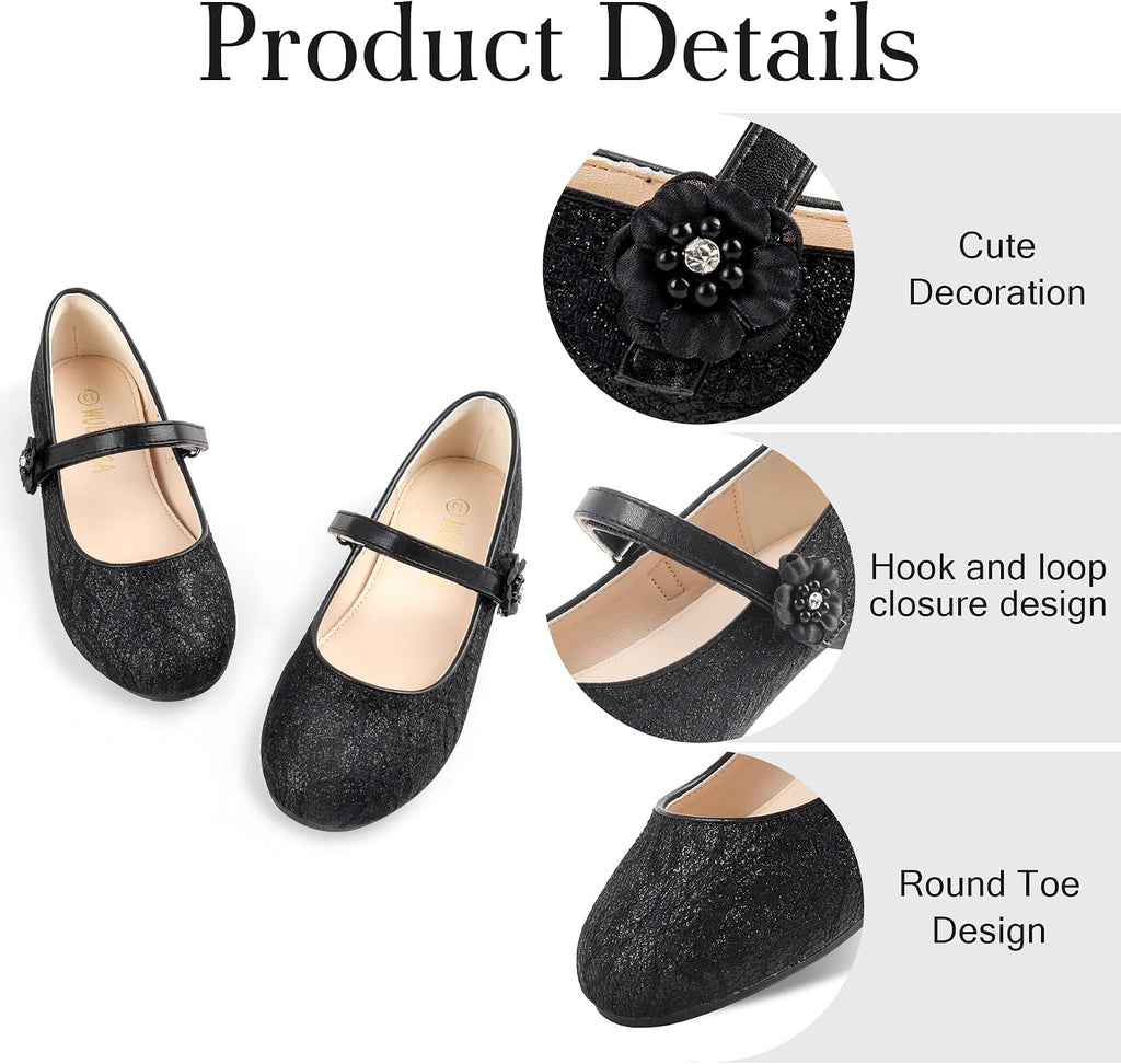 Girls White Dress Shoes Mary Jane Flats for Wedding Party