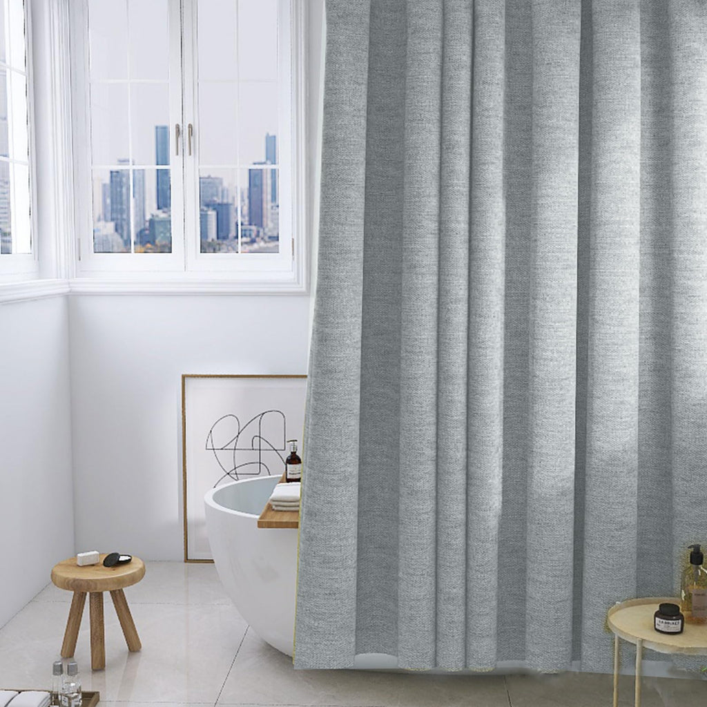 Grey Built in Hooks, Linen Style 72x76" Bathroom Heavy Duty