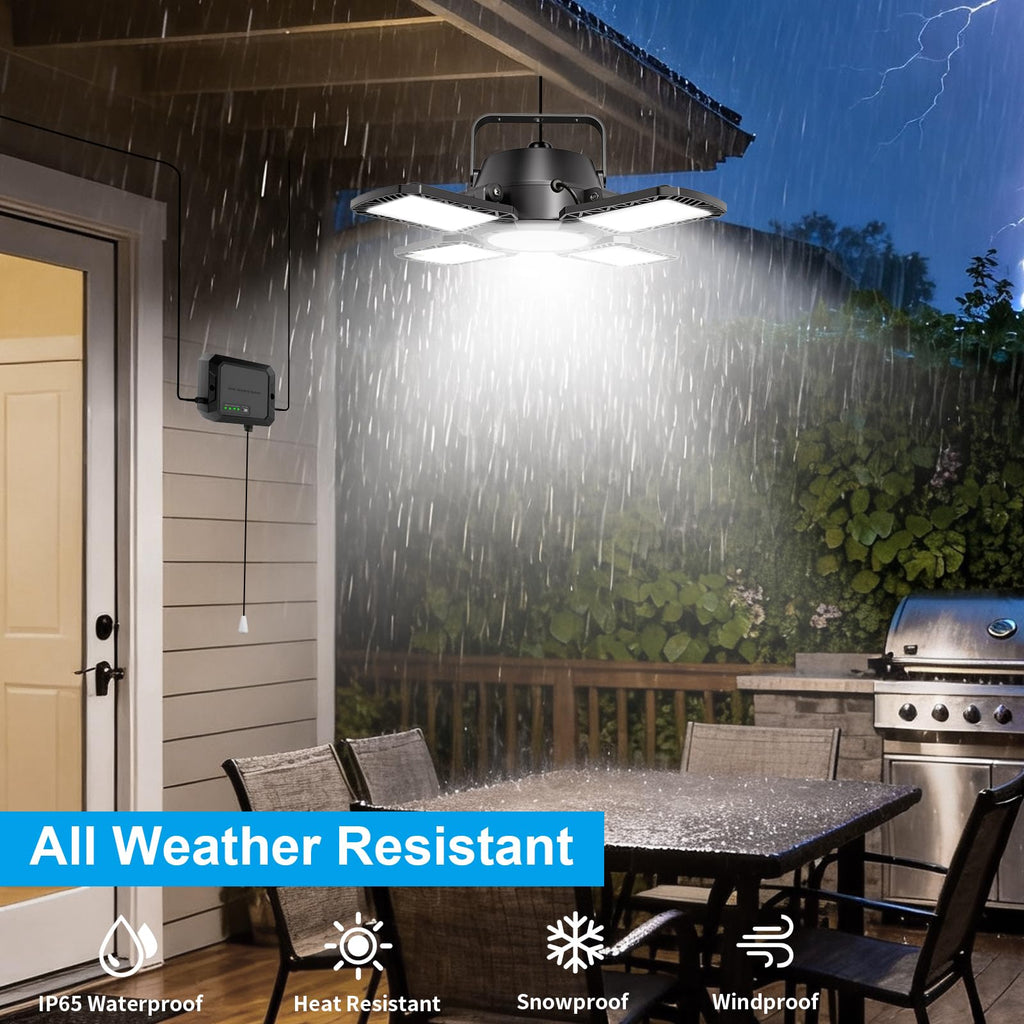 Solar Shed Light Indoor Outdoor 172 LED Pendant Light with Pull Switch