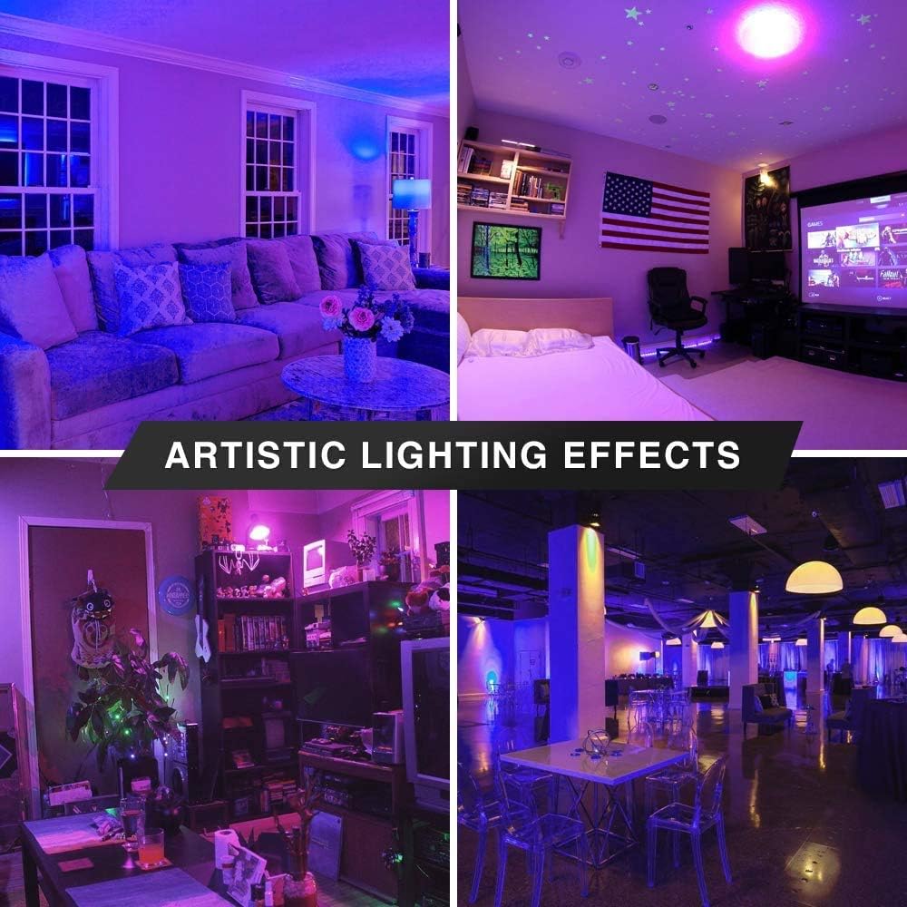 2 Pack LED Black Light Bulb, 9W A19 E26 Blacklight Bulb Level 385-400nm, Body Paint, Glow in The Dark LED Light Bulb