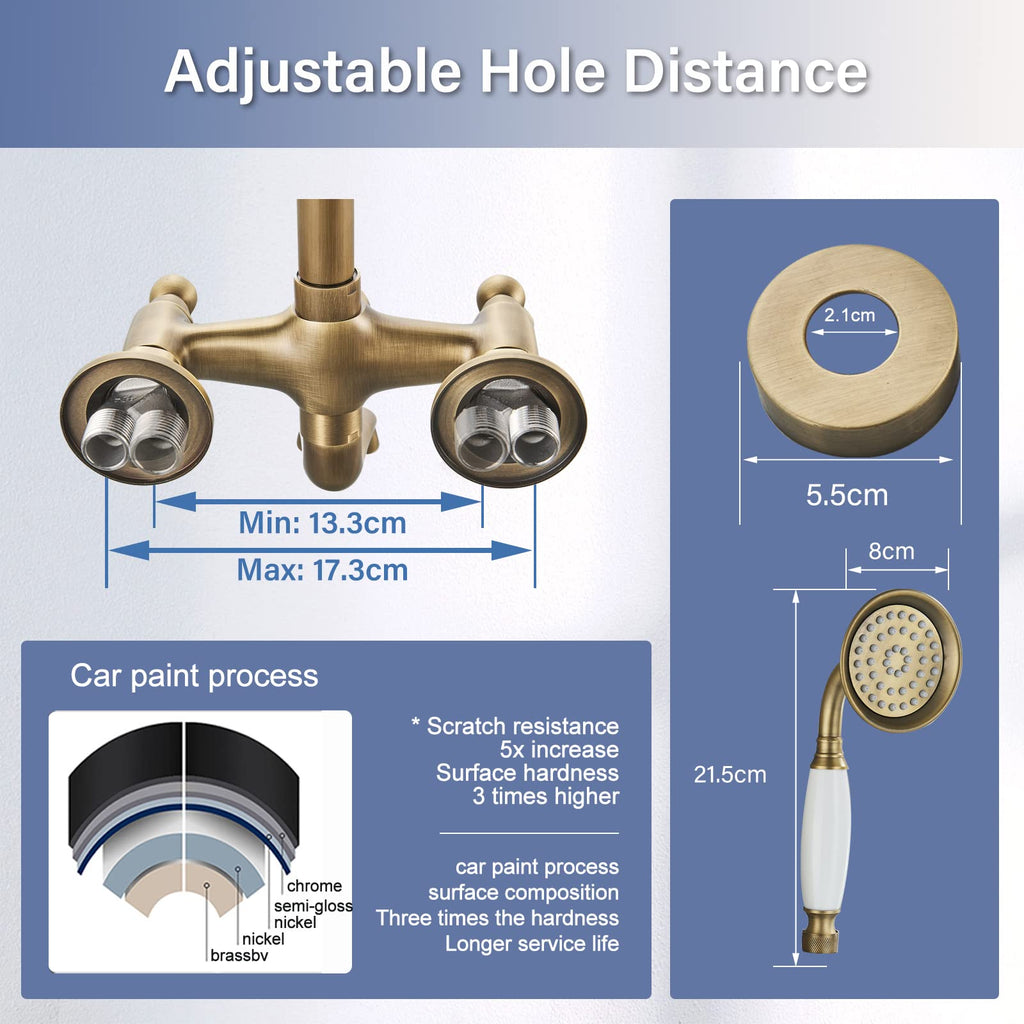 Antique Brass Shower System Bathroom Shower Faucet Set