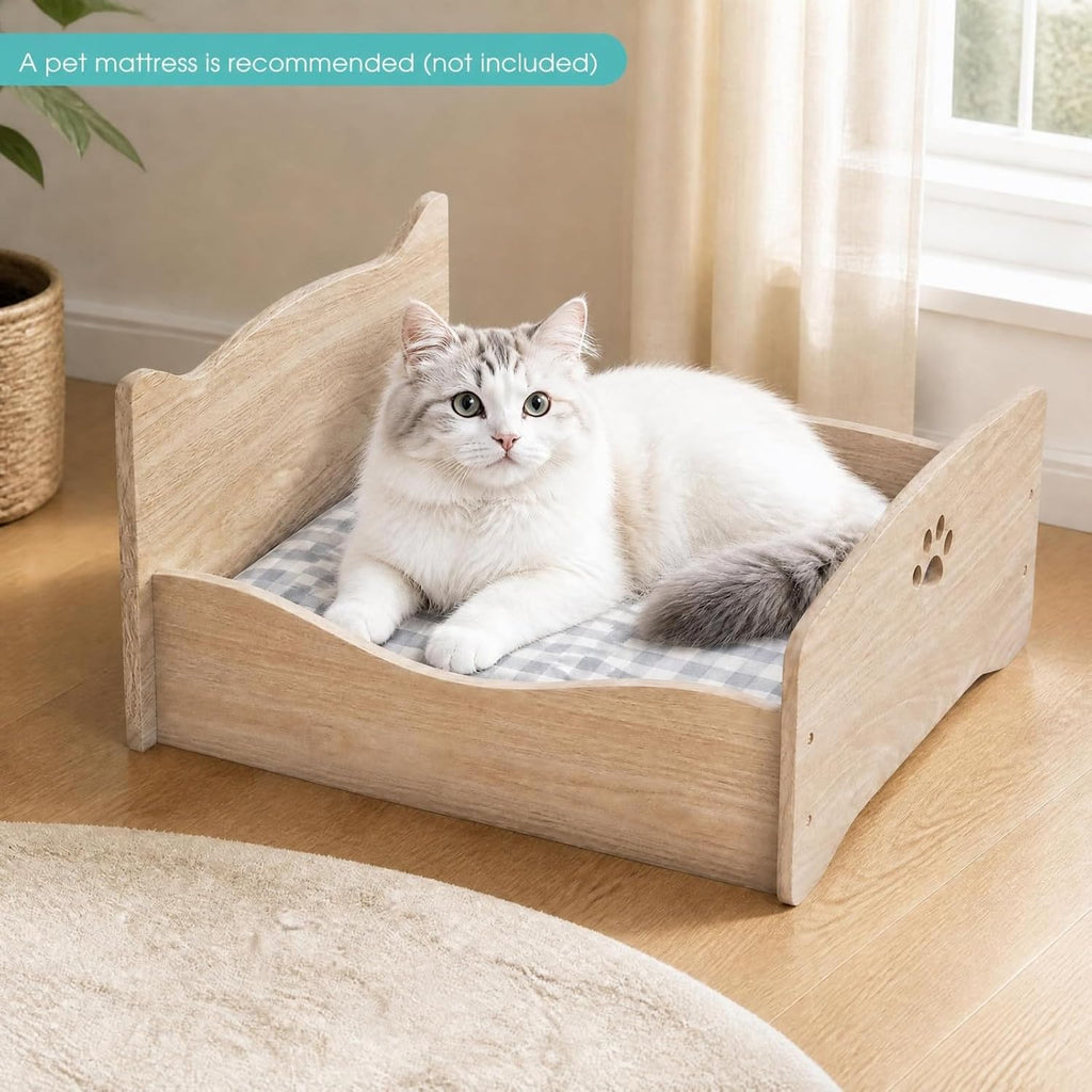 Elevated Wood Cat Bed, Cute Small Pet Bed