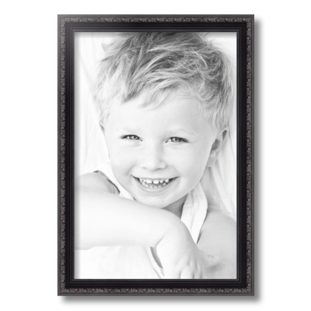 12x18 Inch Black Picture Frame, This 14 Inch Custom Poster Frame is Black with Beads - Comes with Economy Acrylic and