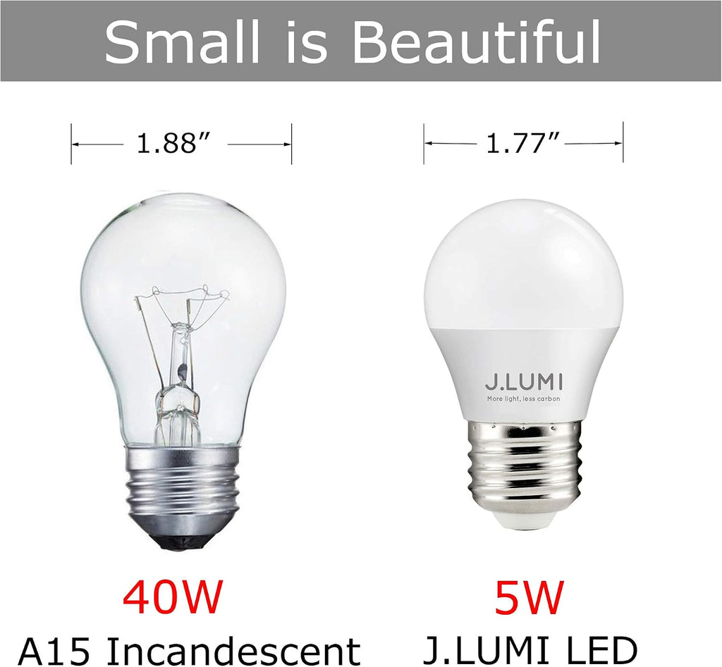 A15 LED Bulb 5W, 450 Lumens, 3000K Soft White, Small G45/A15 Shape, E26 Medium Base, 40W Equivalent Ceiling Fan