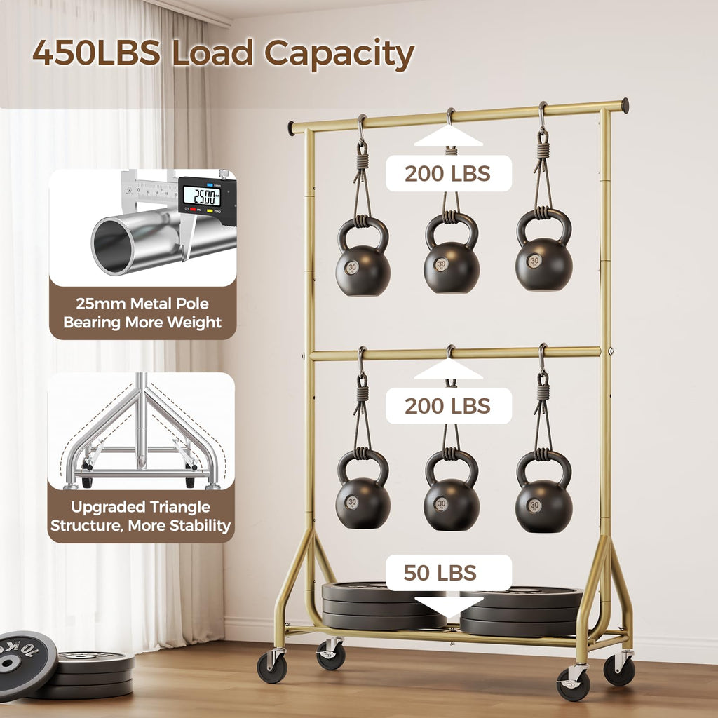 Heavy Duty Clothes Rack, Double Rod Clothing Rack for Hanging Clothes, Rolling Garment Rack, Adjustable Freestanding