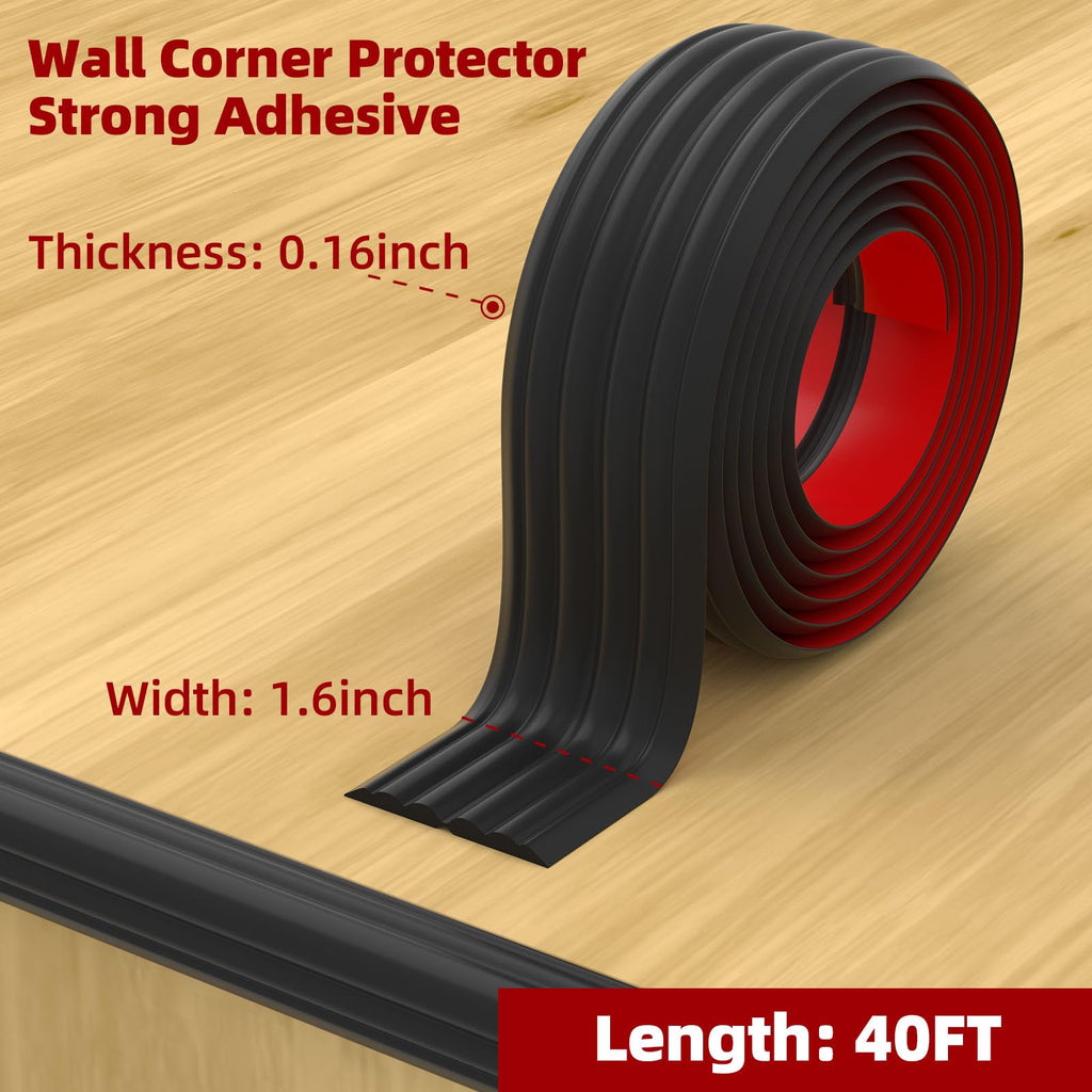 Wall Corner Protector Trim, 40 Feet Flexible Inside & Outside Guard, Peel and Stick Molding, Self-Adhesive Strip for