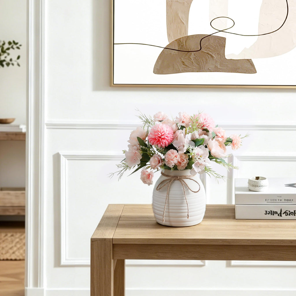 Artificial with Ceramic Vase, Faux Silk Peony & Bouquet