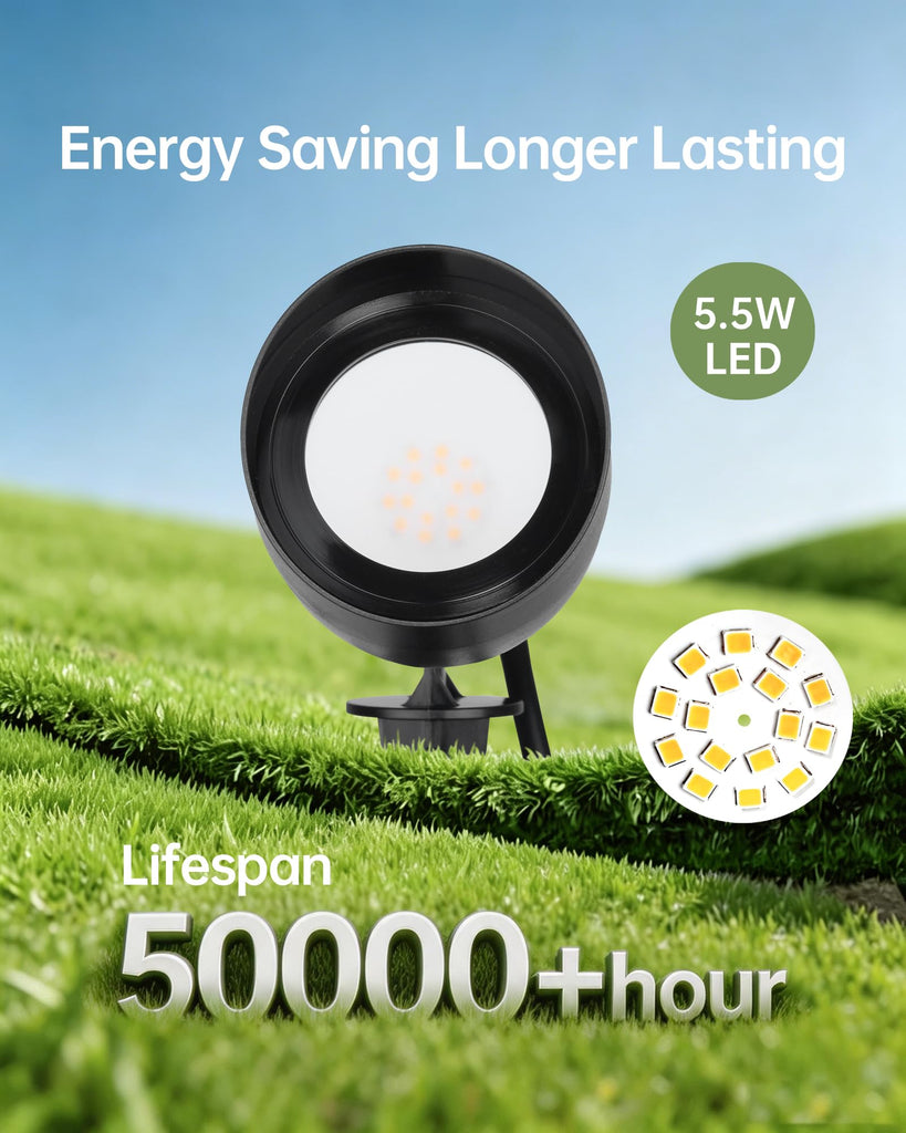 4Pack LED Landscape Spotlight, 120V Warm White Plug in Outdoor Light