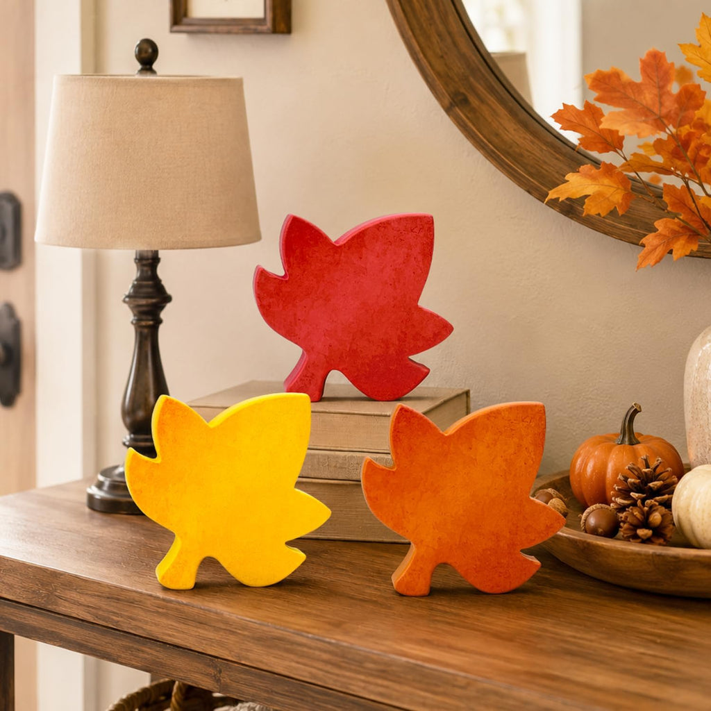 Fall Table Decor -Autumn Harvest Leaves Decorations Indoor - Set of 3