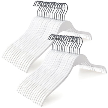 Slim Wooden Hangers with Extra Soft Non-Slip Rubber Grips, 30-Pack High-Grade Fashion Hanger No Shoulder Bump for
