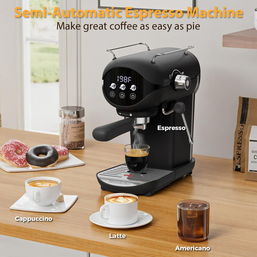20 Bar Espresso Machine, Compact Espresso Maker with Milk Frother