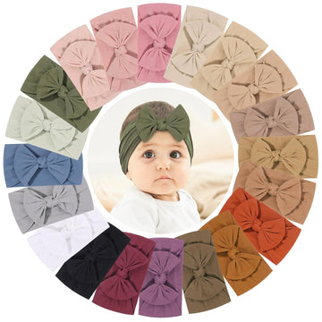 20pcs Baby Nylon Headbands With Bow Elastic Hairband