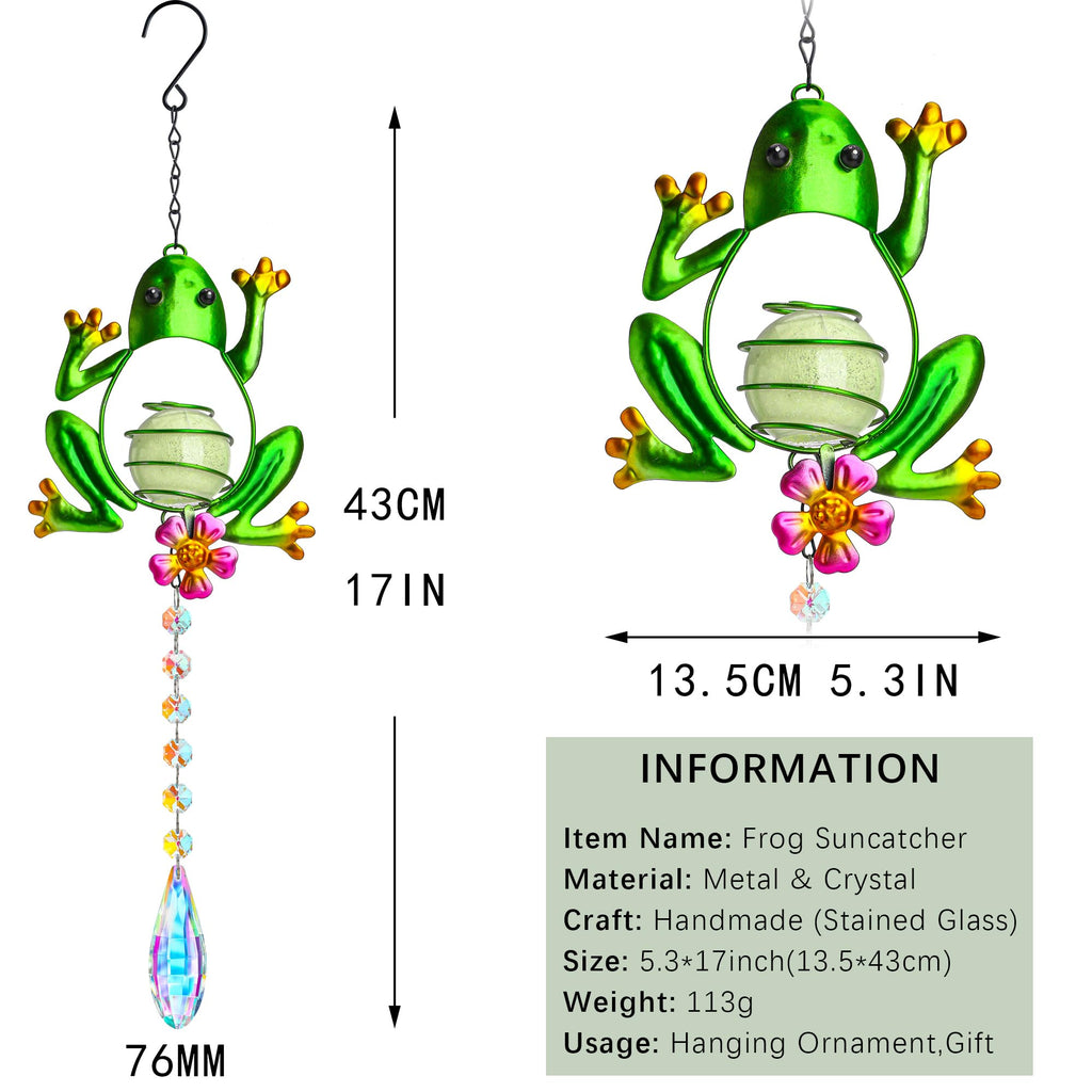 17" Frog Stained Glass Suncatcher, Crystal Window Hanging Ornament