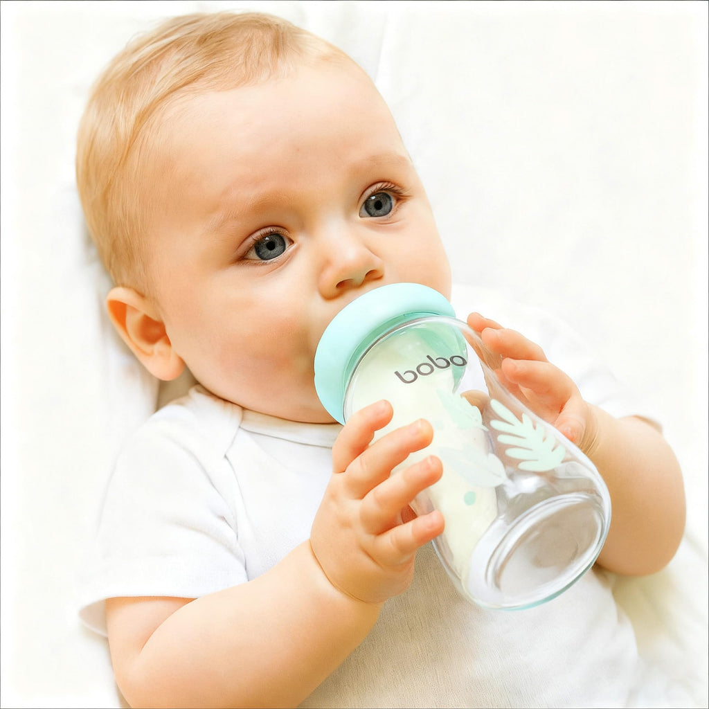 Natural Glass Baby Bottles, 5.4oz Multicolored 4‐Pack