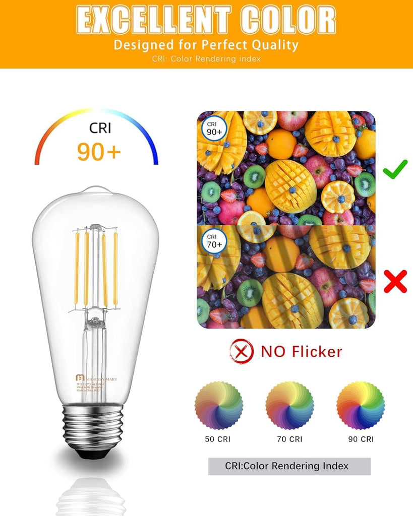 36 Pack Vintage LED Edison Bulbs, E26 Led Bulb 5.5W Equivalent to 60W, Dimmable, Soft White 2700K, High Brightness