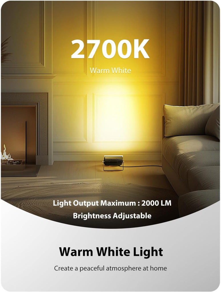 LED Flood Light Outdoor 250W Equivalent, 25W Color Changing RGBW Floodlight with Remote, 2700K Warm White IP66 Stage