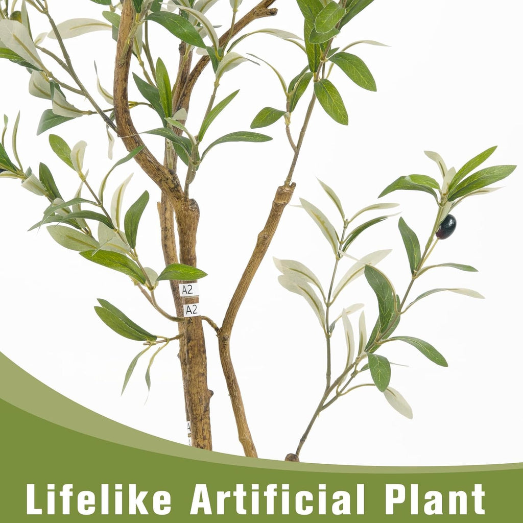 Fake Olive Tree 4FT Tall 2Pack with White Planter Decor