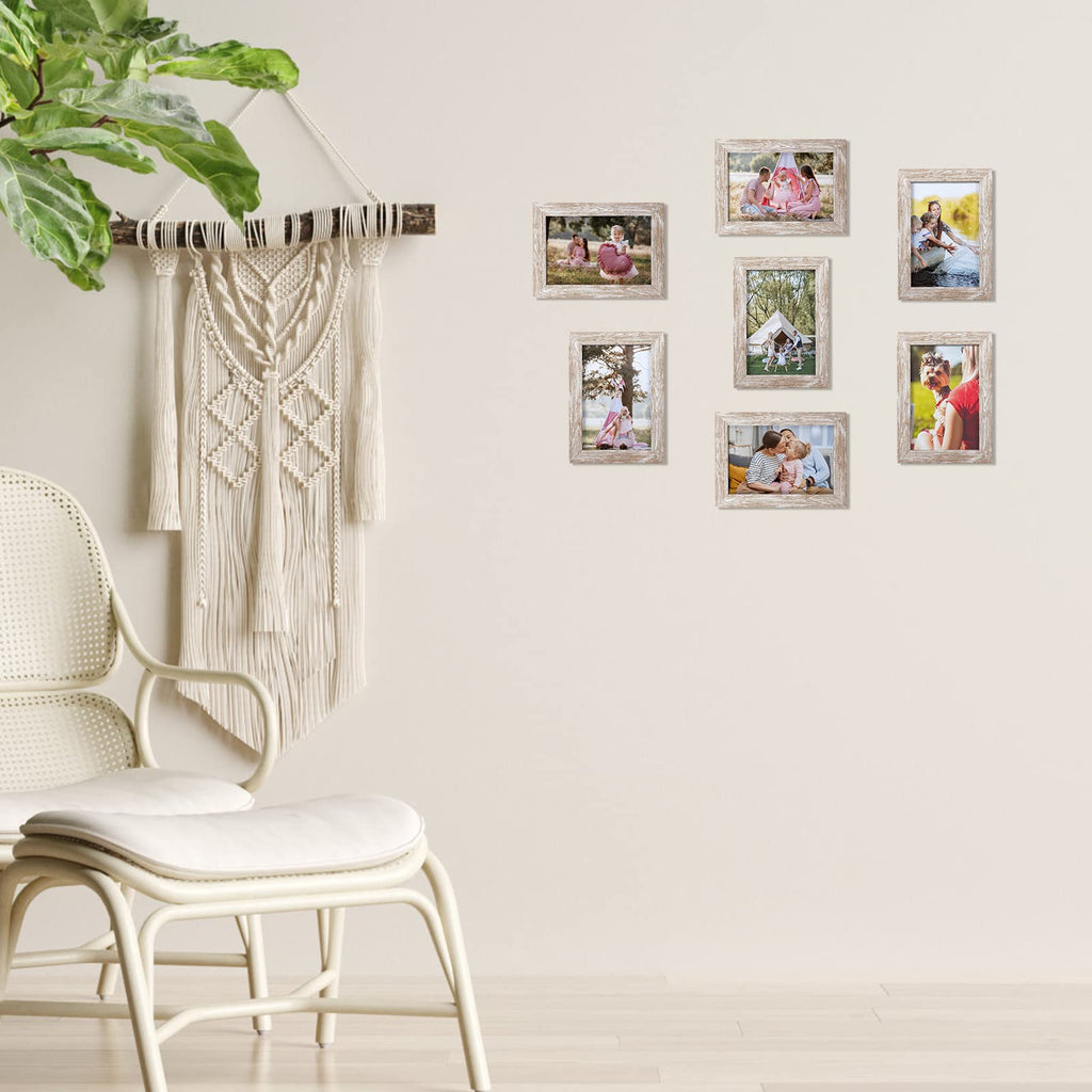 Rustic 4x6 Picture Frame Set of 12, Multi Woodgrain Farmhouse Photo Frames for Wall or Tabletop, Beige