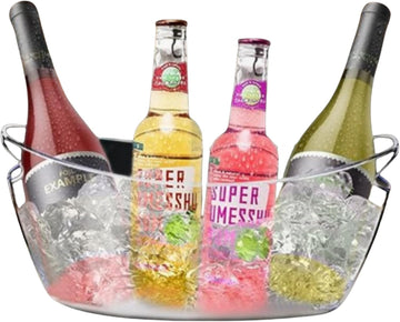 6 Liter Clear Acrylic Champagne Bucket with Handle, Ice Bucket for Parties Beverage Ice Tub, Wine Beer Drink Buckets