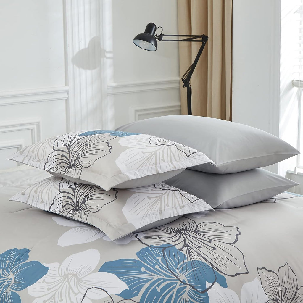 Floral Comforter Set Queen, Blue Floral Comforter and Sheet Set