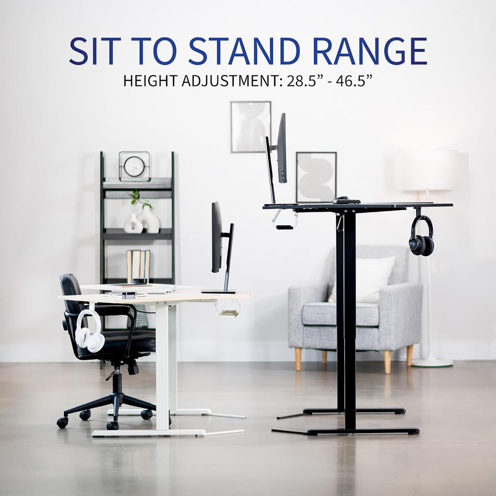 Light Wood 47 x 47 in Corner Standing Desk, DESK-E1L94C | Electric, Holds 154 lbs, L-Shaped Table, Sit Stand, Height