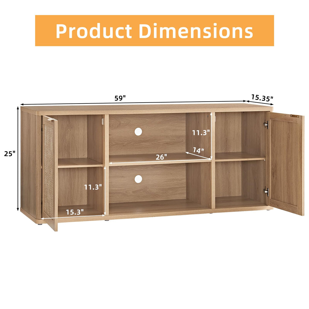 Rattan TV Stands, Natural Wood