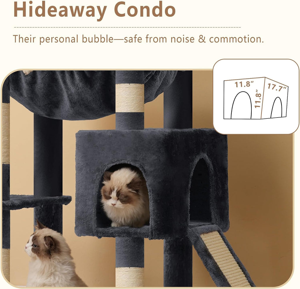 64.2" Heavy-Duty Cat Tree for Large Cats with Wide Base