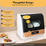 Portable Automatic Countertop Dishwasher Mini Dish Washer Air Dry Function 3 Washing Programs 360 Degree Spraying