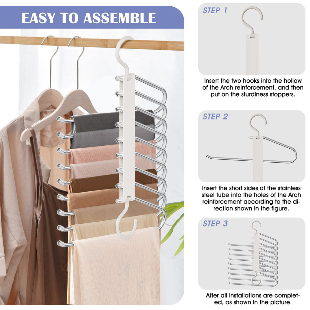 Upgrade 9 Layers Pants Hanger Space Saving Non-Slip Closet Organizer 2 Pack