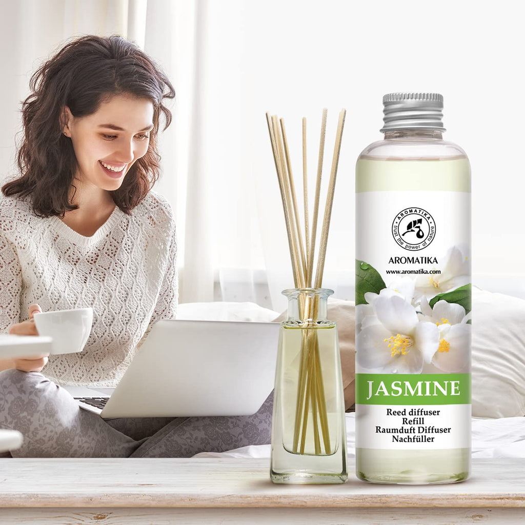 Jasmine Essential Oil 200ml - Natural Reed Diffuser Refill for Long-Lasting Fragrance - Jasminum Officinale Oil - Air