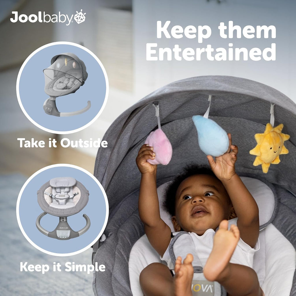 Nova Baby Swing for Infants - Bluetooth Music, Remote (Gray)