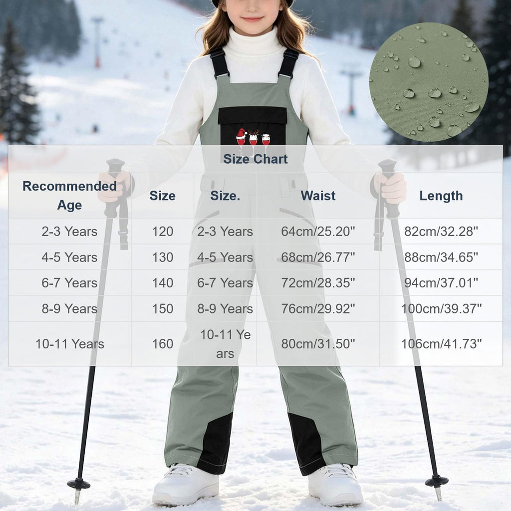 Snow Bibs Kids Printed Insulated Ski Bib Overalls Winter Snowsuits