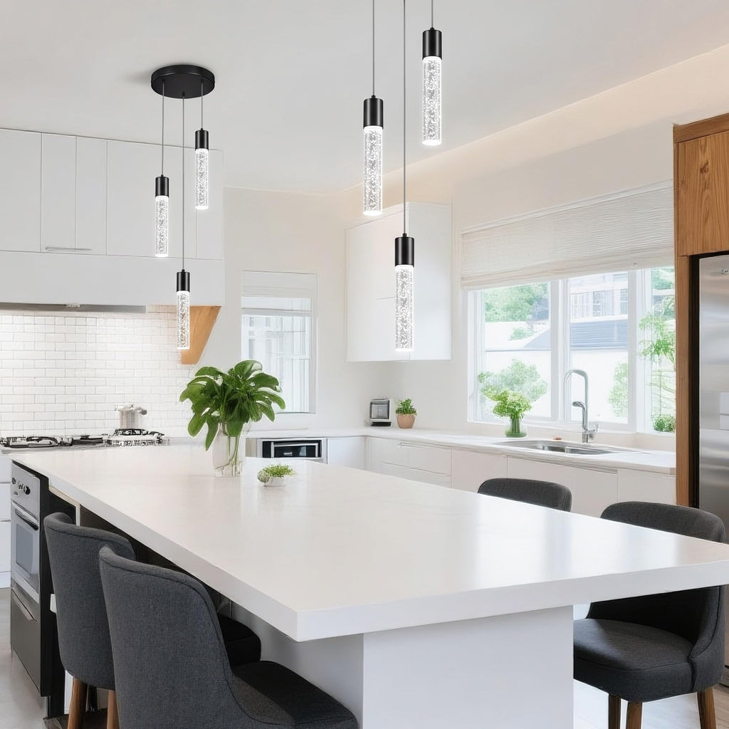 Pendant Lights Kitchen Island, 6500K Modern Kitchen Island Lights Brushed Black, Ceiling Lighting Fixtures
