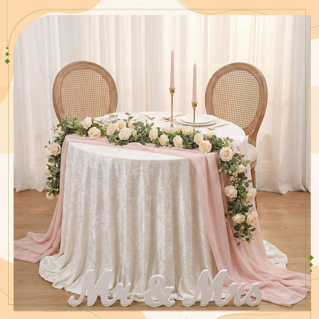 26 ft Artificial Eucalyptus Vines Garland with Flowers Faux Floral Greenery Garlands Rose Wreath for Wedding - Set of 6
