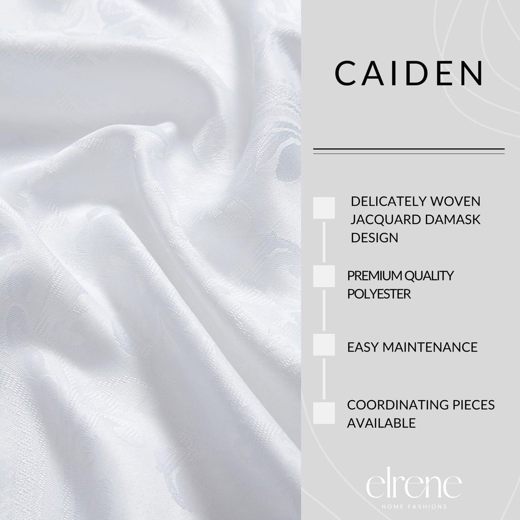 Caiden Elegance Damask Tablecloth, White - 52" W x 52" L Square