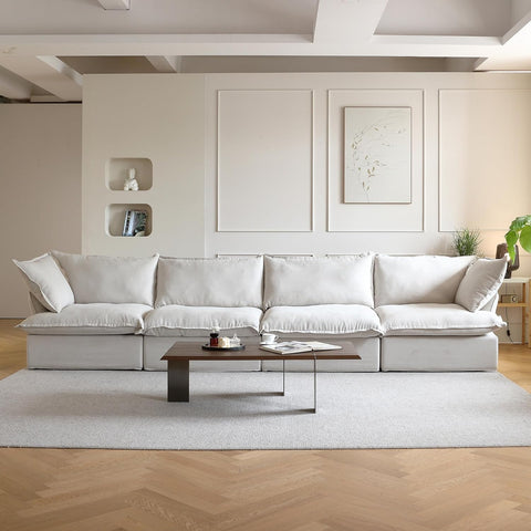 Modular Sectional Couches for Living Room, Deep 4 Seats 162" Sectional Sofa, Cushion Covers Removable, Two Corners and Two Middle, Sofas Furniture for Living Room, Beige A124-B0D9BNDLGV