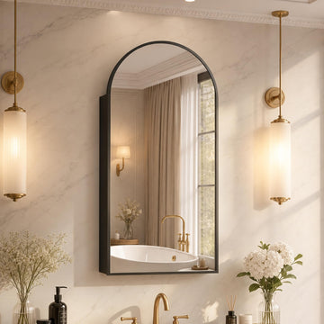 Mirrored Medicine Cabinets, Arched Mirror with Storage