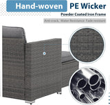 3-Piece Patio Furniture Set, Outdoor Wicker Rattan Sectional Sofa & Patio Couch with Cushions
