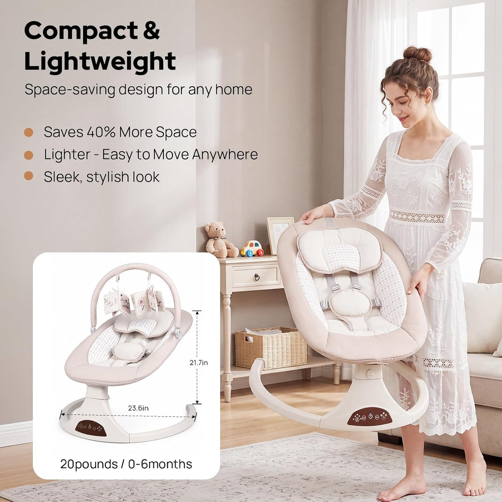 Swing - Electric Infant Swing with 5 Speeds, 12 Melodies, Timer & Portable Design for Newborns to Infants