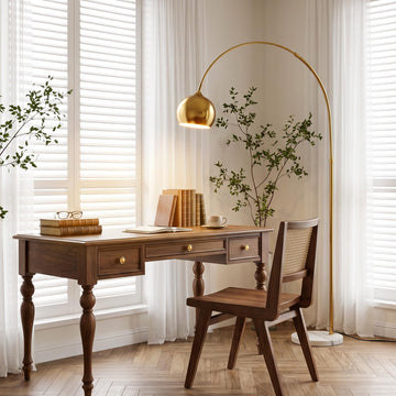 Gold Brushed Brass Arc Floor Lamps, Arched Floor Lamp