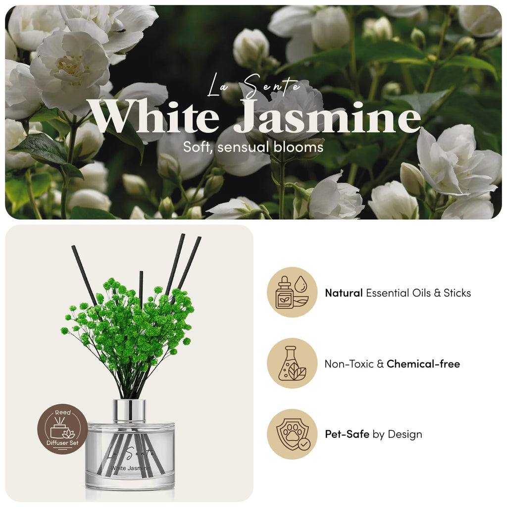 Reed Diffuser Set, White Jasmine 6.7 fl oz/ 200 ml