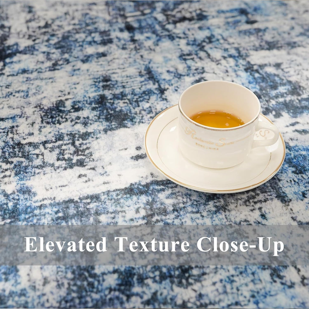 3x7 Washable Non-Slip Kitchen Runner Rug - Modern Abstract Neutral Carpet, Laundry Room - Low-Pile Thin Wide Floor