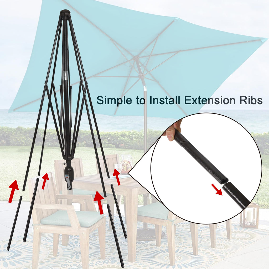 10' Rectangular Patio Umbrella Outdoor Market Table Umbrella with Push Button Tilt and Crank (Cerulean)
