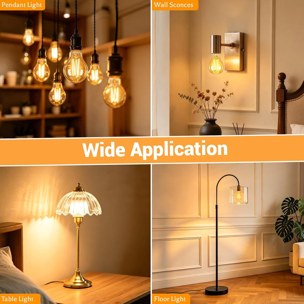 A19 Vintage LED Edison Bulbs, 60W Equivalent, 2200K Amber Warm, 6 Pack