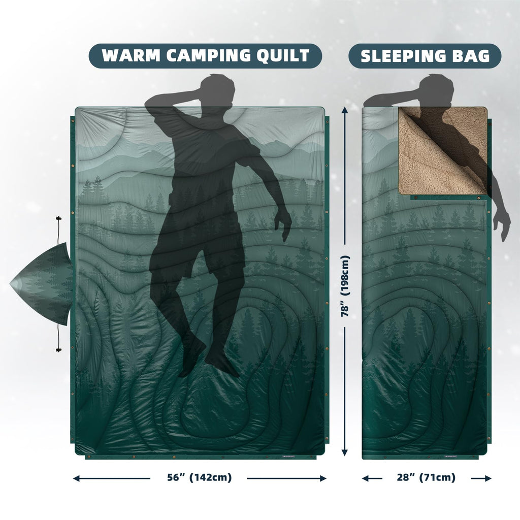 Large Camping Blanket with Sherpa Lining 78"x 56"