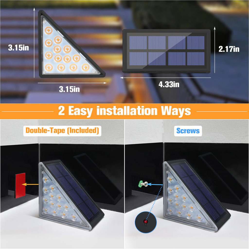 Solar Step Lights for Outside, Solar Stair Lights (Black, 8 Pack)