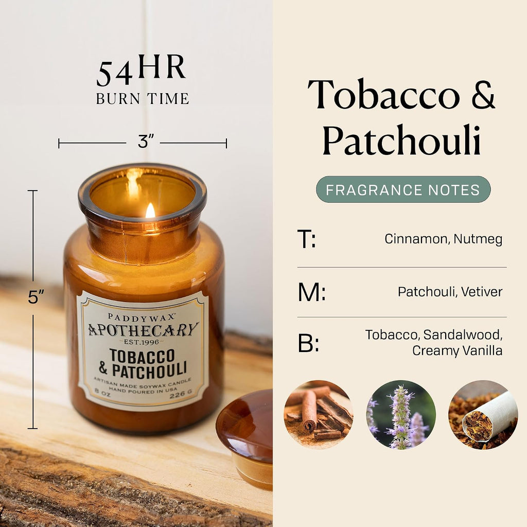 Artisan Apothecary Scented Candle with Lid in Reusable Glass Jar, Clean-Burn Soy Candle with Approx. 54 Hour Burn - Set of 8