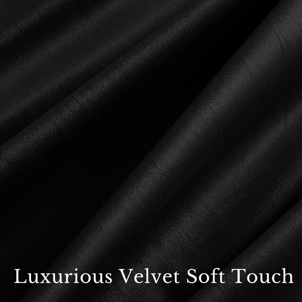 Extra Wide Black Velvet Curtain Panel, W100 x L84