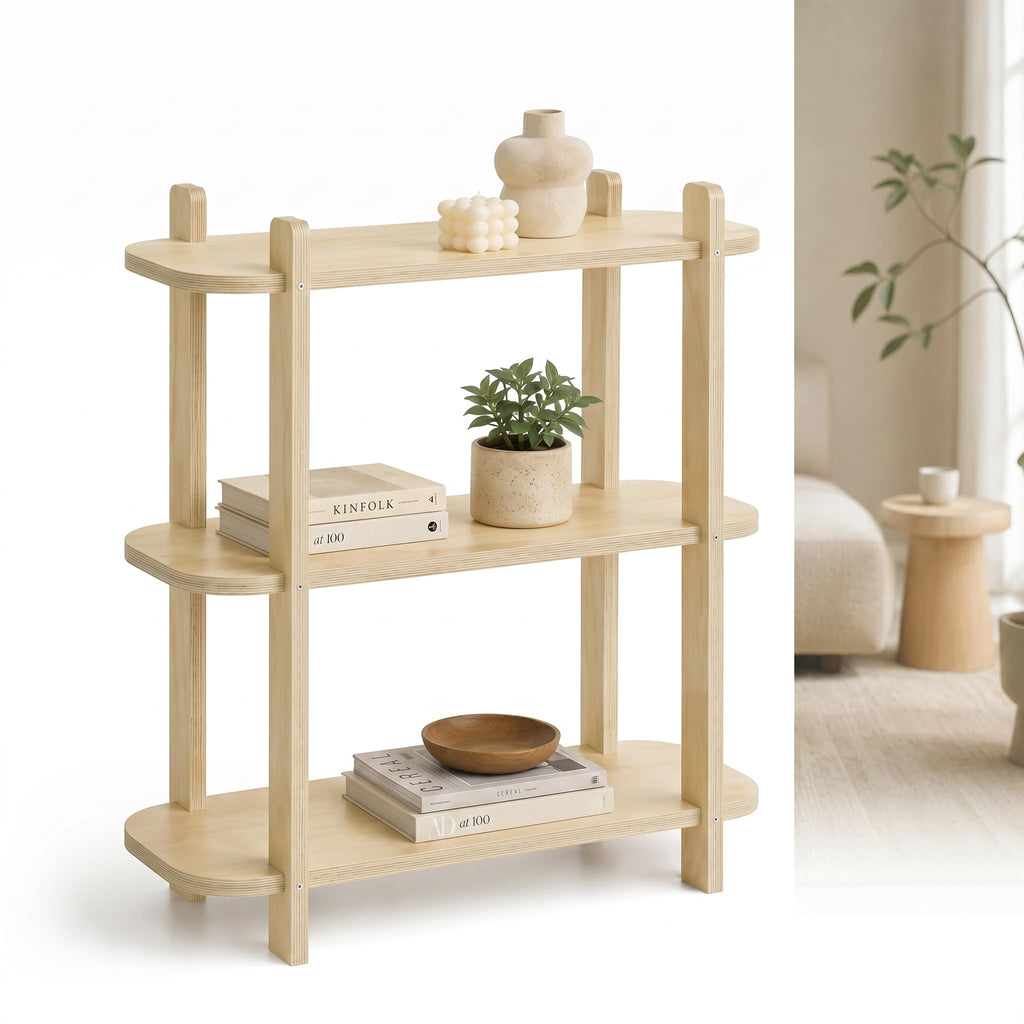 Bookshelf, Wood Shelf Bookcase, Book Shelf 3-Tier, Natural